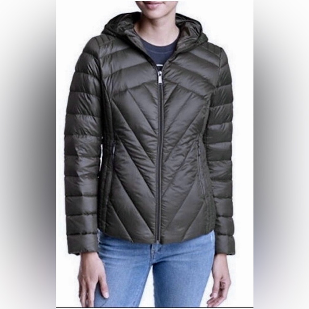 BCBGeneration Down Slim Fit Hooded Jacket Ultra lightweight packable Grey Size S